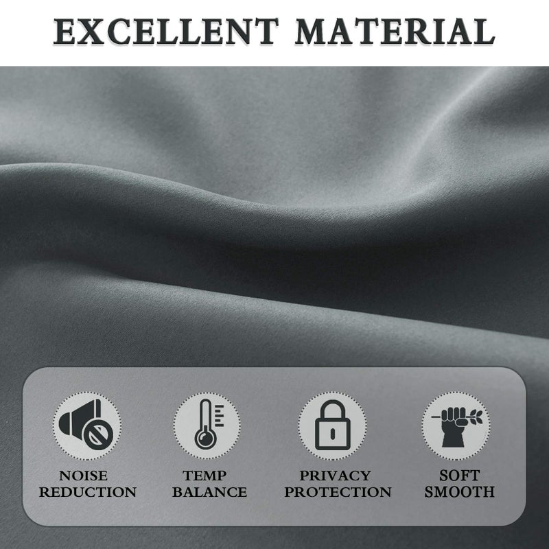 DONREN 24 Inch Length Medium Grey Small Curtains for Bathroom -Blackout Thermal Insulating Curtain Tiers for Bedroom with Rod Pocket(42 by 24 Inches,2 Panels) - Image 3